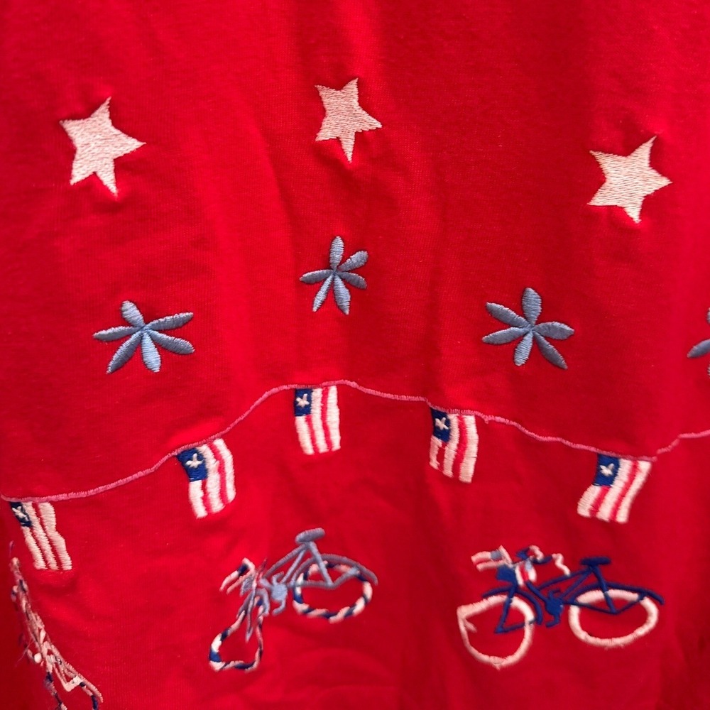 Vintage Michael Simon Embroidered Maxi Dress Americana Flag July Medium